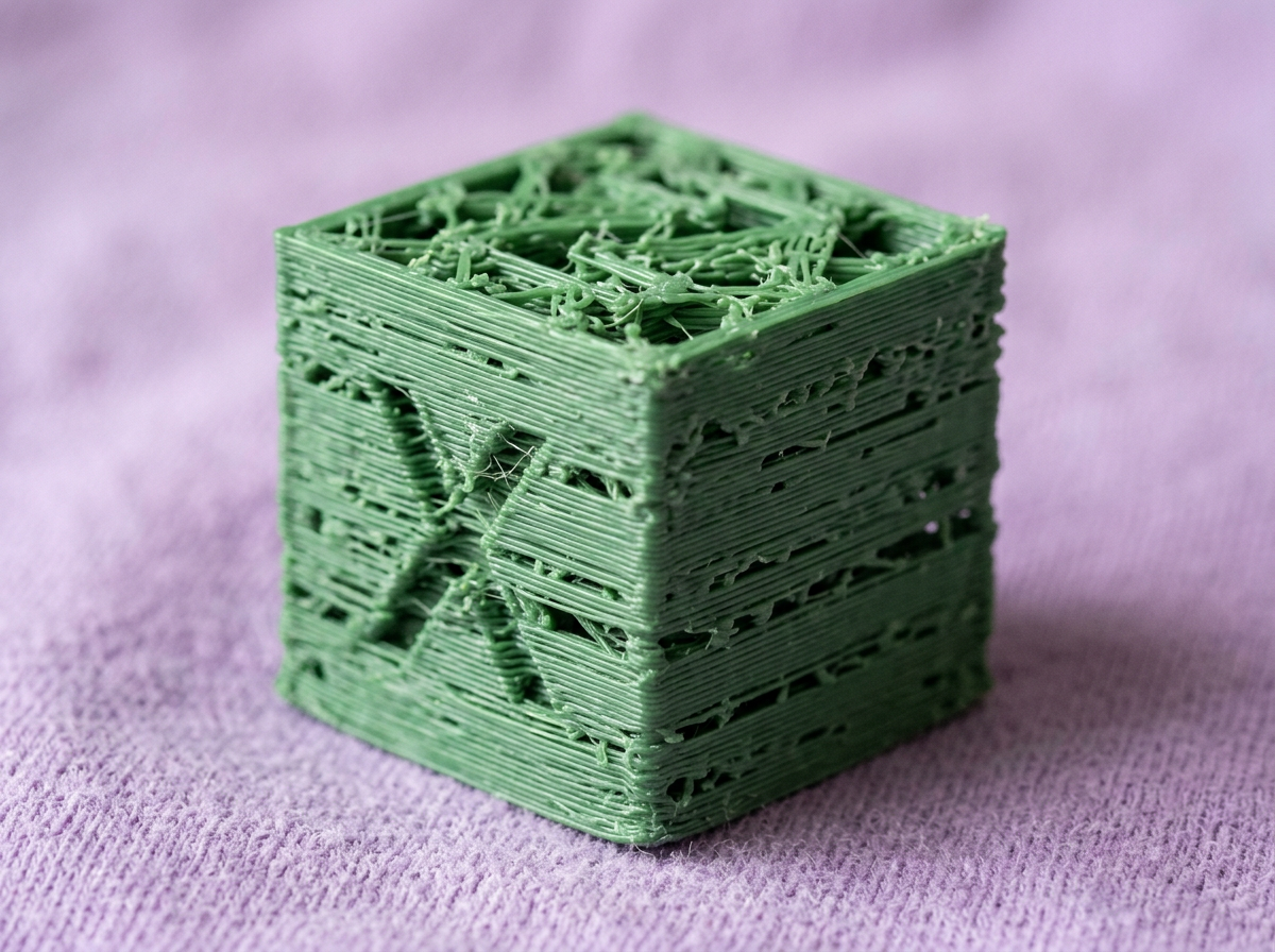 Un cube vert dont les parois laissent voir des trous et des fils.